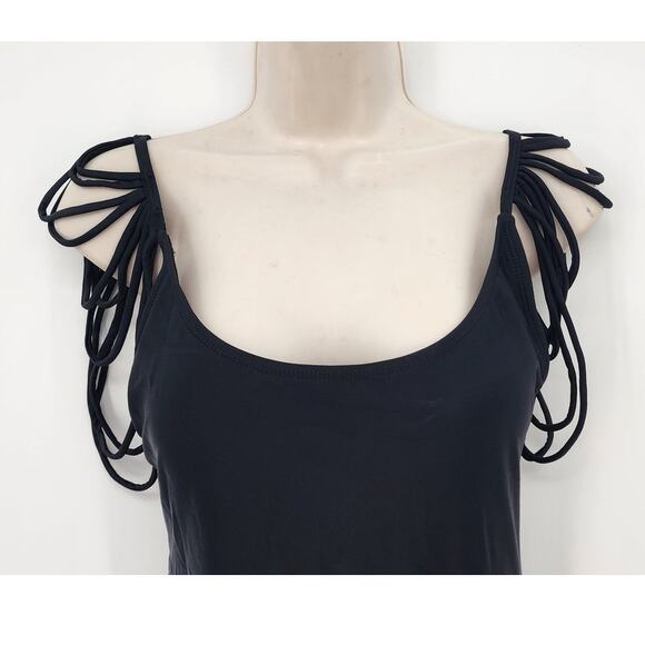 New One Piece Black‎ Draped Monokini Shoulder One Piece Swimsuit Size Large - Picture 5 of 10